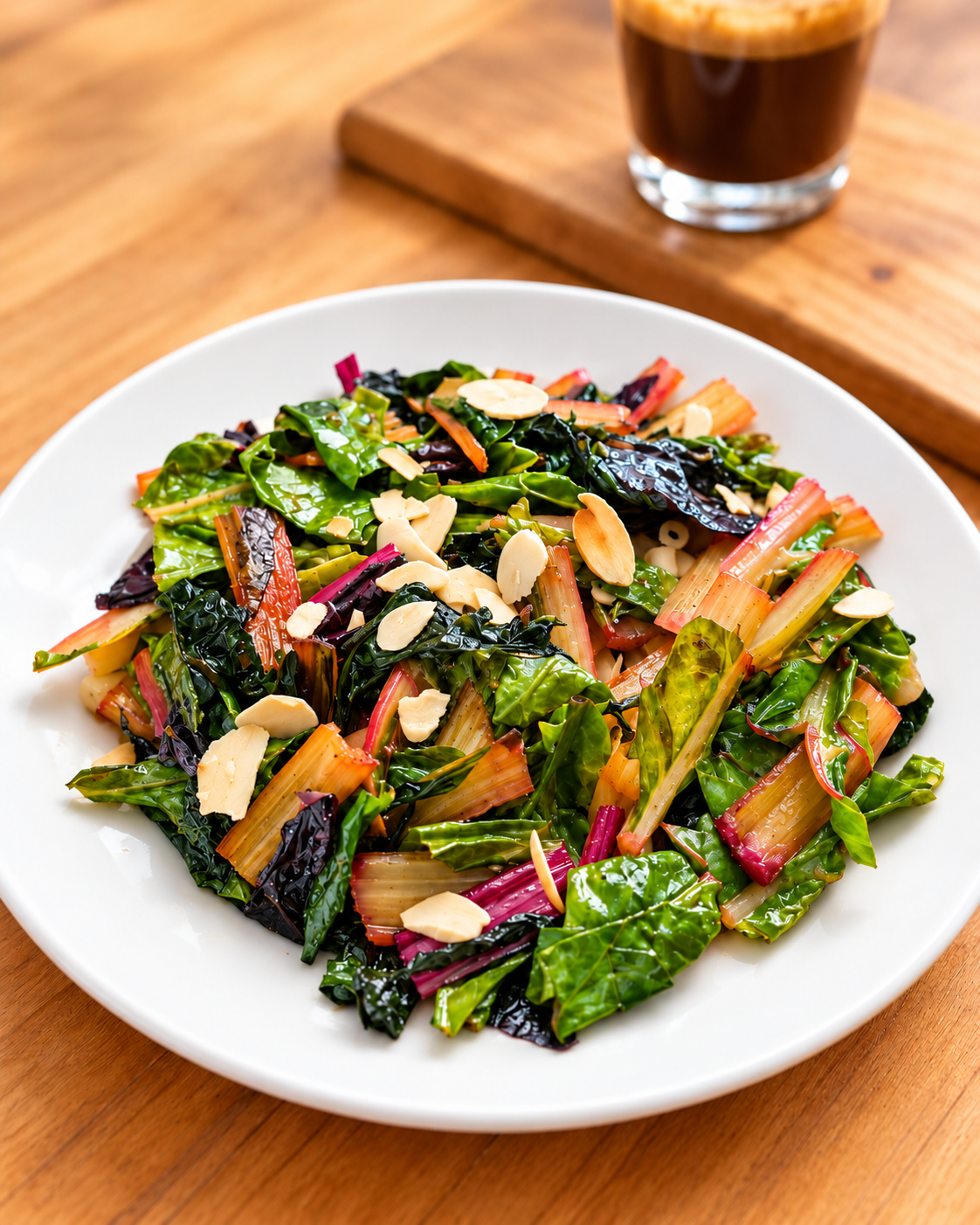 Acelgas salteadas con limón y almendras