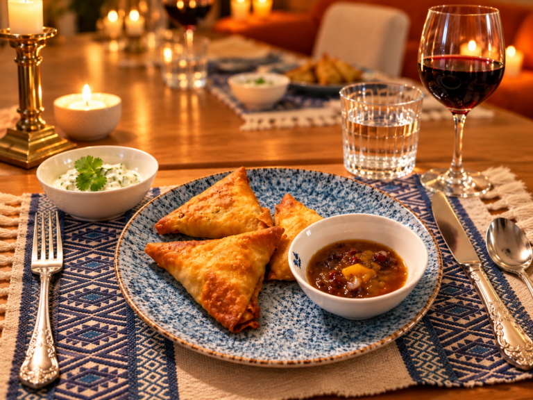 Mini samosas de verduras al horno con mango chutney casero